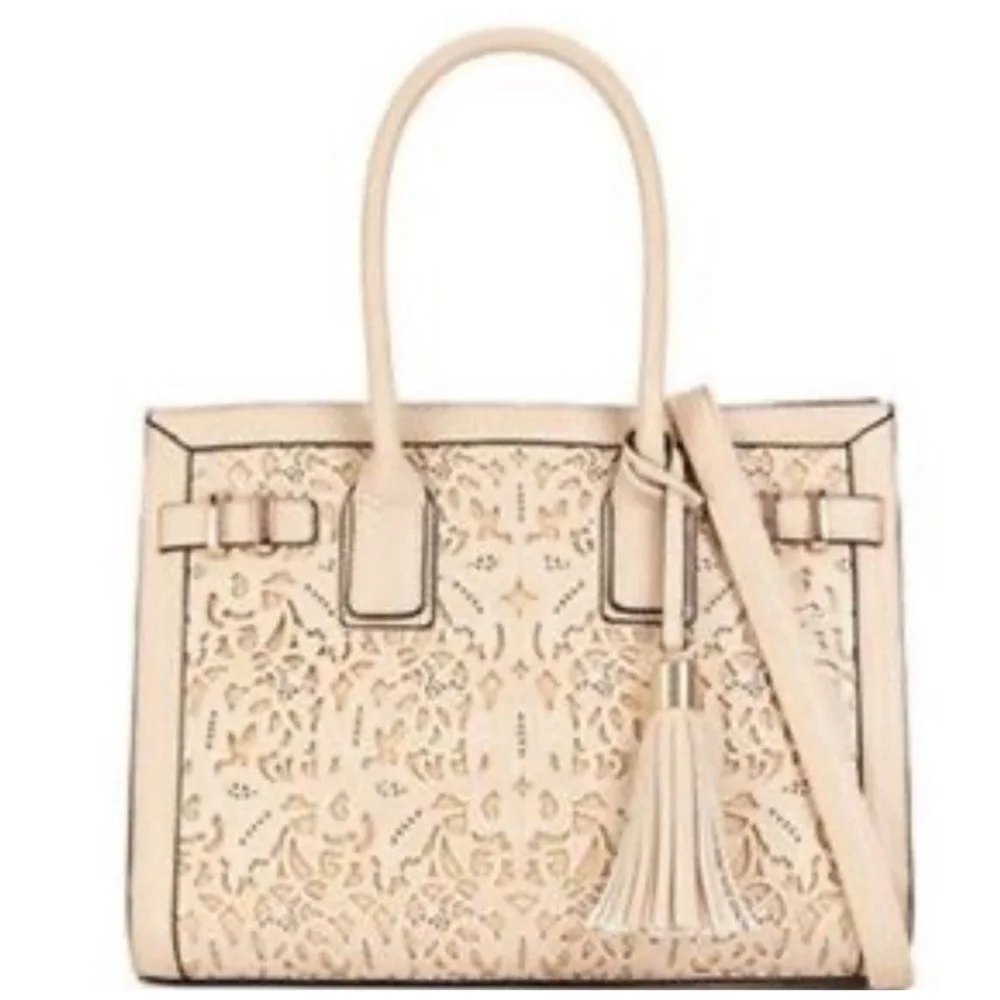 ALDO Aribella satchel bag beige Intricate laser-cut crossbody